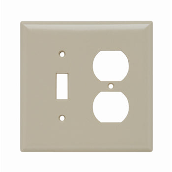 Pass And Seymour Plate Plastic Junior Jumbo 2-Gang Toggle/Duplex Without Line Ivory (SPJ18I)