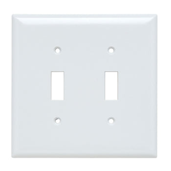 Pass And Seymour Plate Plastic Junior Jumbo 2-Gang 2 Toggle Without Line White (SPJ2W)