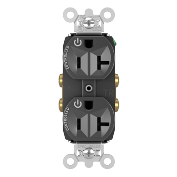 Pass And Seymour Plug Load Receptacle 20A 125V Dual Control Black (TR5362CDBK)