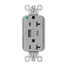 Pass and Seymour Plugtail 20A Hospital Grade Hybrid AC USB Duplex Gray  (PTTR20HACUSBGRY)