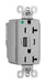 Pass and Seymour Plugtail 20A Hospital Grade Hybrid AC USB Duplex Gray  (PTTR20HACUSBGRY)