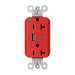Pass and Seymour Plugtail 20A Hospital Grade Hybrid AC USB Duplex Red  (PTTR20HACUSBRED)