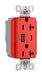 Pass and Seymour Plugtail 20A Hospital Grade Hybrid AC USB Duplex Red  (PTTR20HACUSBRED)