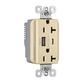 Pass And Seymour PlugTail 20A Hybrid AC USB Duplex Ivory (PTTR20ACUSBI)