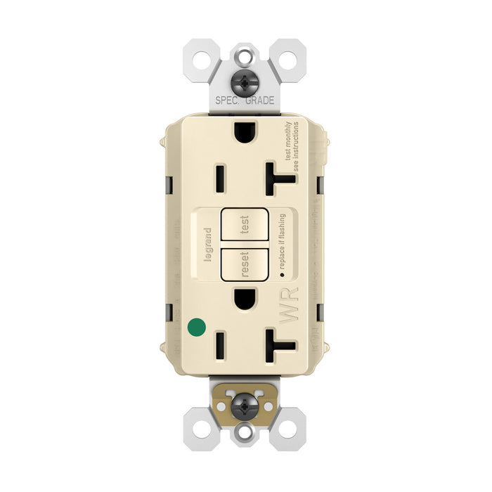 Pass And Seymour PlugTail GFCI Receptacle Hospital Grade Tamper-Resistant Weather-Resistant 20A Light Almond (PT2097HGTRWRLA)