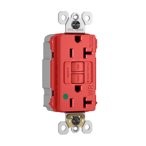 Pass and Seymour Plugtail GFCI Receptacle Hospital Tamper-Resistant Weather-Resistant 20A Red  (PT2097HGTRWRRED)