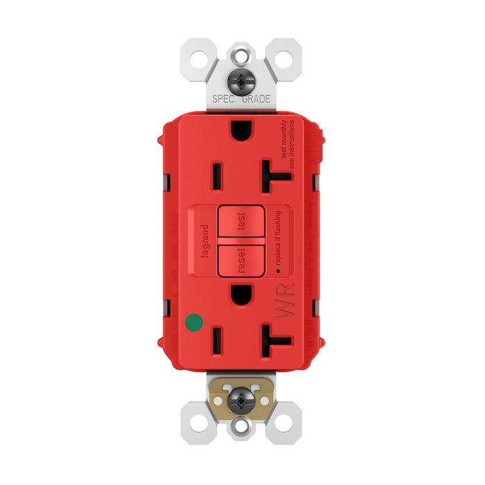 Pass and Seymour Plugtail GFCI Receptacle Hospital Tamper-Resistant Weather-Resistant 20A Red  (PT2097HGTRWRRED)