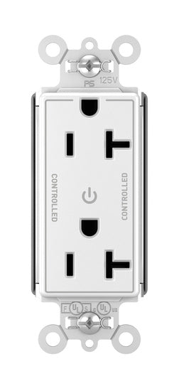 Pass and Seymour Plugtail Plugload Decorator 20A125V Dual Controlled White  (PT26352CDW)