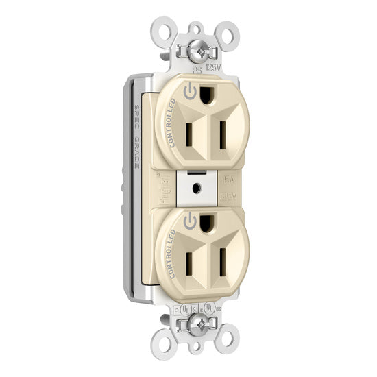 Pass and Seymour Plugtail Plugload Duplex 15A 125V Dual Controlled Light Almond  (PT5262CDLA)