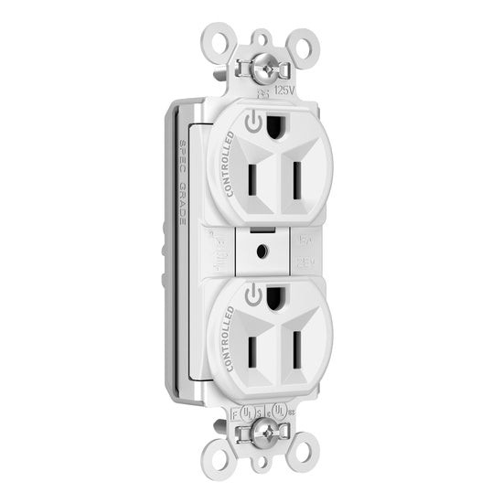 Pass and Seymour Plugtail Plugload Duplex 15A 125V Dual Controlled White  (PT5262CDW)
