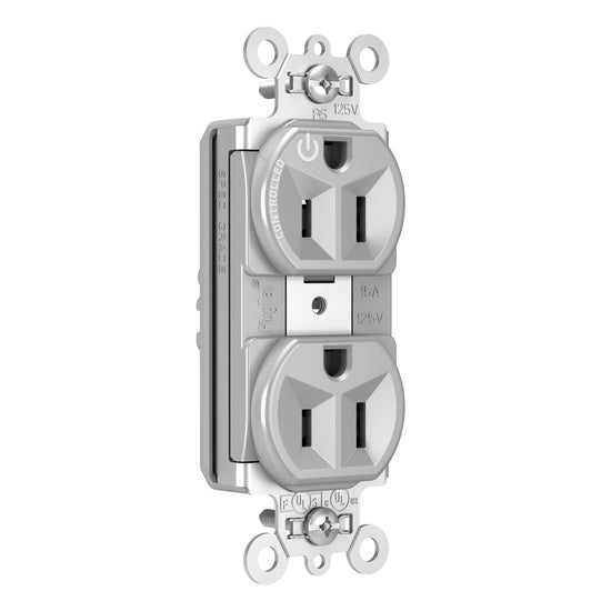 Pass and Seymour Plugtail Plugload Duplex 15A 125V Half Controlled Gray  (PT5262SCCHGRY)
