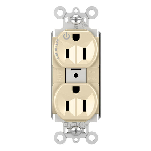 Pass and Seymour Plugtail Plugload Duplex 15A 125V Half Controlled Ivory  (PT5262SCCHI)