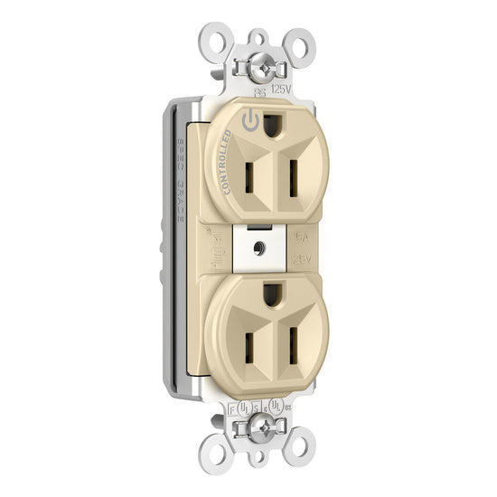 Pass and Seymour Plugtail Plugload Duplex 15A 125V Half Controlled Ivory  (PT5262SCCHI)