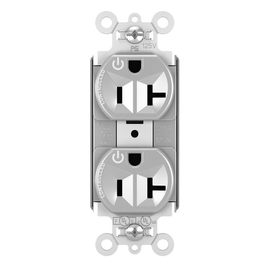 Pass and Seymour Plugtail Plugload Duplex 20A 125V Dual Controlled Gray  (PT5362CDGRY)