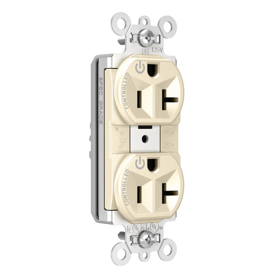 Pass and Seymour Plugtail Plugload Duplex 20A 125V Dual Controlled Light Almond  (PT5362CDLA)