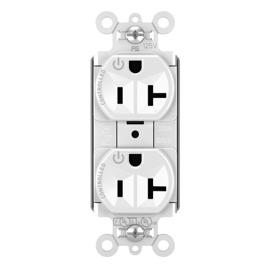 Pass and Seymour Plugtail Plugload Duplex 20A 125V Dual Controlled White  (PT5362CDW)