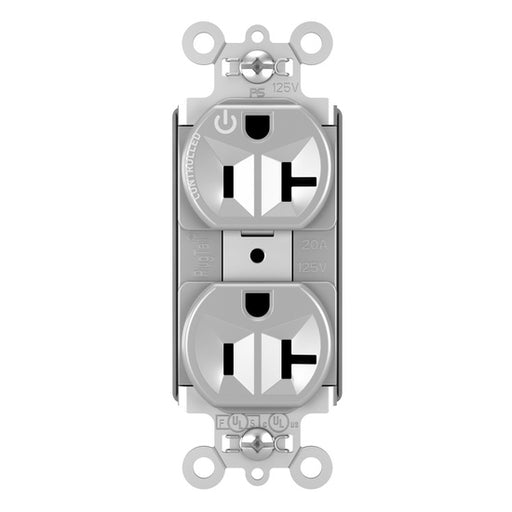 Pass and Seymour Plugtail Plugload Duplex 20A 125V Half Controlled Gray  (PT5362SCCHGRY)