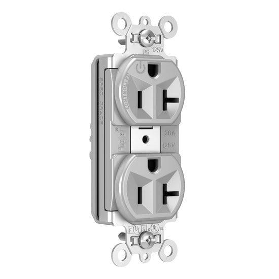 Pass and Seymour Plugtail Plugload Duplex 20A 125V Half Controlled Gray  (PT5362SCCHGRY)