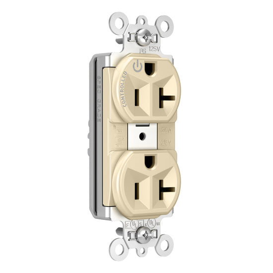 Pass and Seymour Plugtail Plugload Duplex 20A 125V Half Controlled Ivory  (PT5362SCCHI)