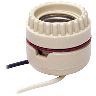 Leviton Medium Base Two-Piece Keyless Incandescent Unglazed Porcelain Lamp Holder Ring-Type Single Circuit Back Wired Slot Lock (8101)