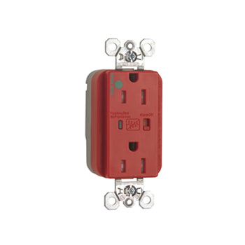 Pass And Seymour PlugTail Hospital Grade Surge Protective Duplex Receptacle Tamper-Resistant 15A/125V Alarm Red (PTTR8200REDSP)