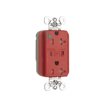 Pass And Seymour PlugTail Hospital Grade Surge Protective Duplex Receptacle Tamper-Resistant 20A/125V Alarm Red (PTTR8300REDSP)