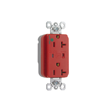 Pass And Seymour PlugTail Hospital Grade Surge Protective Duplex Receptacle 20A/125V Alarm Red (PT8300REDSP)