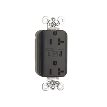 Pass And Seymour PlugTail Surge Protective Duplex Receptacle 20A/125V Alarm Black (PT5362BKSP)