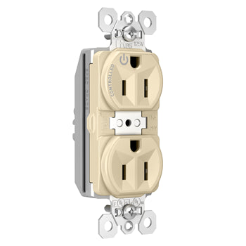 Pass And Seymour PlugTail Tamper-Resistant Plug Load Duplex 15A125V Half Control Ivory (PTTR5262SCCHI)