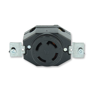 Leviton 30 Amp 120/208V 3-Phase Y NEMA Non-NEMA 4P 4W Flush Mount Locking Receptacle Industrial Grade Non-Grounding Black (3430)