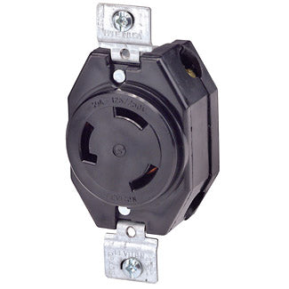 Leviton 30 Amp 125/250V NEMA Non-NEMA 3P 3W Flush Mounting Locking Receptacle Industrial Grade Non-Grounding Black (3330)