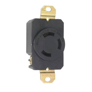 Pass And Seymour Receptacle Single 3W 30A 600V Turnlok Black (L1330R)