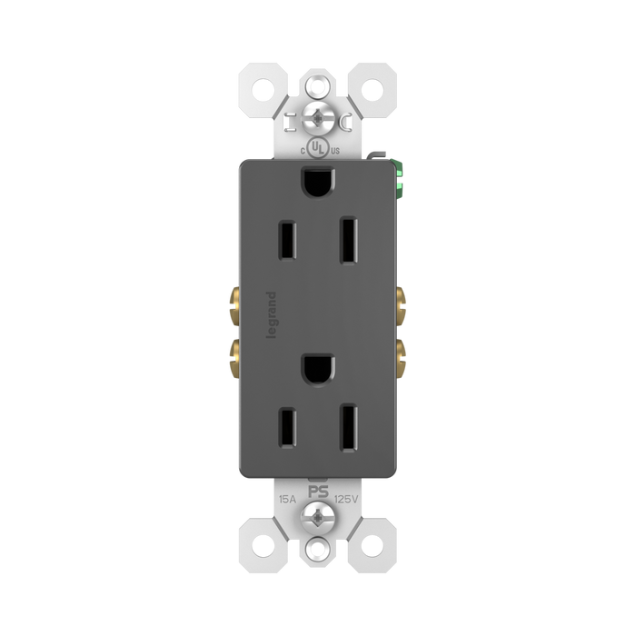 Pass and Seymour Radiant 15A/125V Self-Grounding Outlet Black  (885SBK)