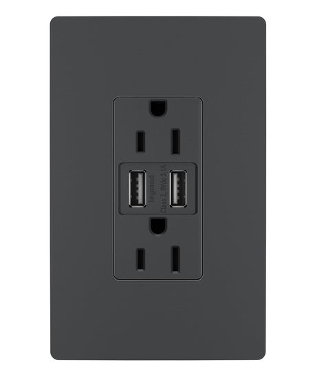 Pass And Seymour Radiant 3.1 A USB And Duplex 15A Graphite (TM826USBGCCV4)