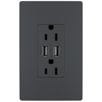 Pass And Seymour Radiant 3.1 A USB And Duplex 15A Graphite (TM826USBGCCV4)