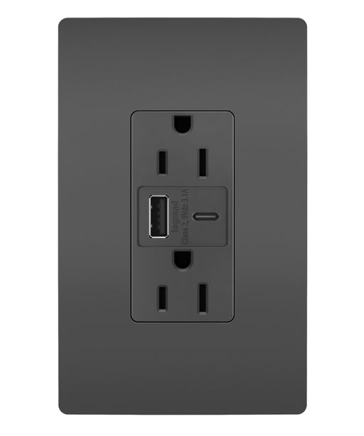 Pass And Seymour Radiant 3.1 Hybrid A/C USB And 15A Duplex Black (R26USBACBK)