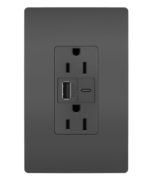 Pass And Seymour Radiant 3.1 Hybrid A/C USB And 15A Duplex Black (R26USBACBK)