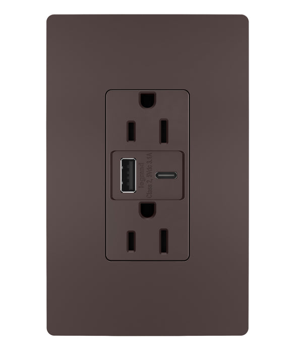 Pass And Seymour Radiant 3.1 Hybrid A/C USB And 15A Duplex Dark Brown (R26USBACDBCCV4)