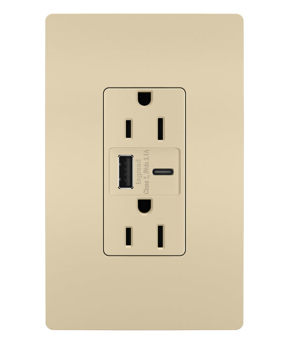 Pass And Seymour Radiant 3.1 Hybrid A/C USB And 15A Duplex Ivory (R26USBACI)