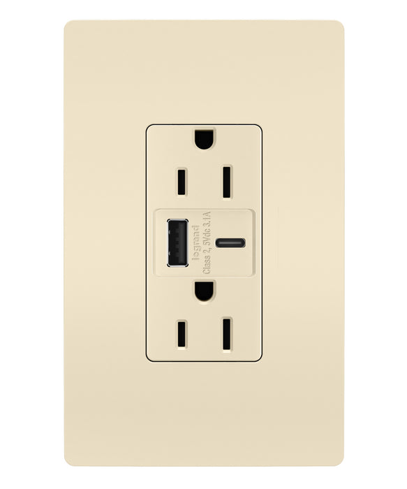 Pass And Seymour Radiant 3.1 Hybrid A/C USB And 15A Duplex Light Almond (R26USBACLA)
