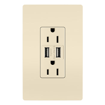 Pass And Seymour Radiant 3.1 USB And Duplex 15A Light Almond (TM826USBLACC6)