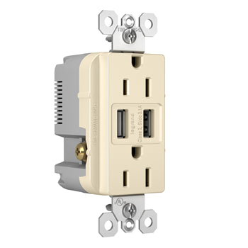 Pass And Seymour Radiant 3.1 USB And Duplex 15A Light Almond (TM826USBLACC6)