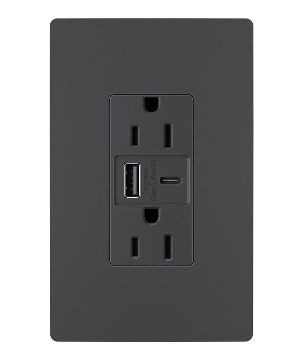 Pass And Seymour Radiant 3.1A A/C USB And 15A Receptacle Graphite (R26USBACG)