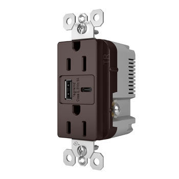 Pass And Seymour Radiant A/C Fast Charge USB And Duplex 15A Dark Bronze (R26USBAC6DBCCV4)
