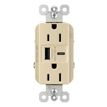 Pass And Seymour Radiant A/C Fast Charge USB And Duplex 15A Ivory (R26USBAC6I)