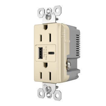 Pass And Seymour Radiant A/C Fast Charge USB And Duplex 15A Light Almond (R26USBAC6LA)