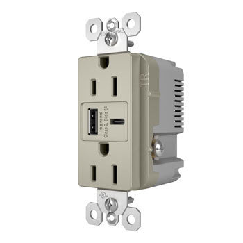 Pass And Seymour Radiant A/C Fast Charge USB And Duplex 15A Nickel (R26USBAC6NICCV4)