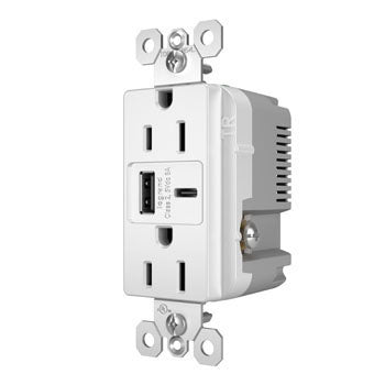 Pass And Seymour Radiant A/C Fast Charge USB And Duplex 15A White (R26USBAC6W)