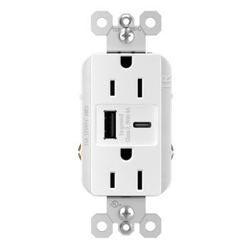 Pass And Seymour Radiant A/C Fast Charge USB And Duplex 15A White (R26USBAC6W)