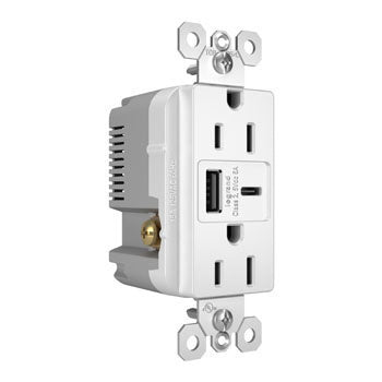 Pass And Seymour Radiant A/C Fast Charge USB And Duplex 15A White (R26USBAC6W)